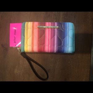 Betsey Johnson Rainbow Quilted Hearts Wristlet